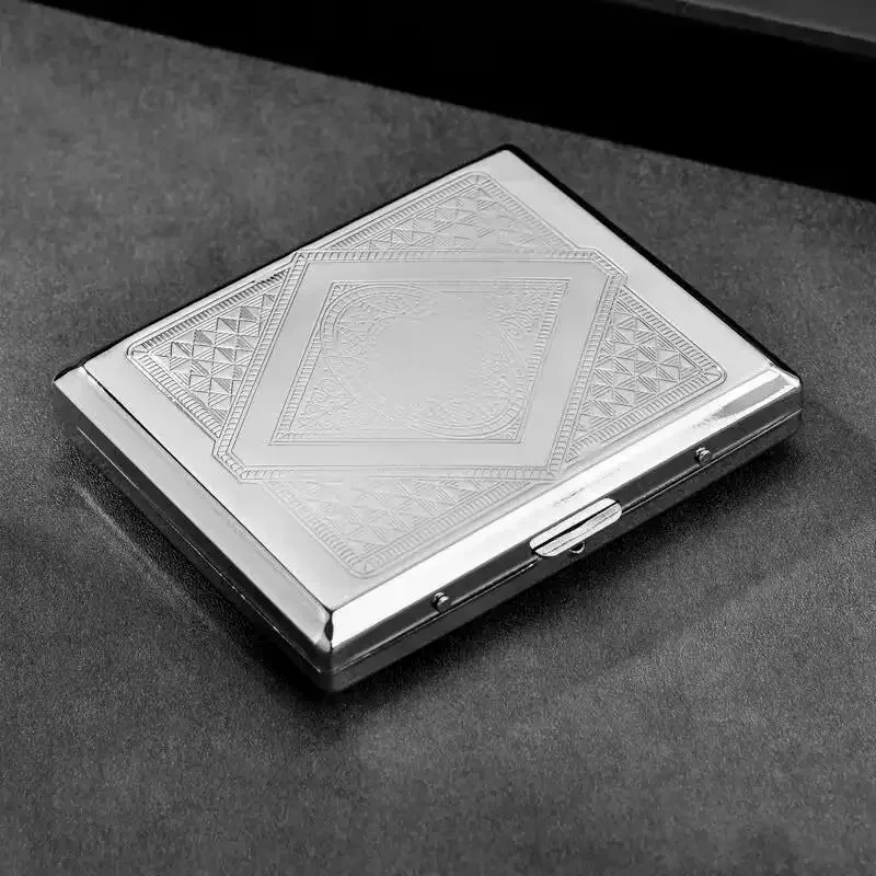 /TPz/Cigarette Box Stainless Steel Embossed Portable Cigarette Case Fashionable Creative Flip Wallet Storage Box Metal