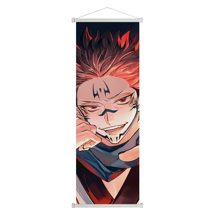 VIKAMA Blue Red Dynamic Hero Anime Wall Scroll Tapestry Action Pose Art Fabric Poster for Bedroom Gaming Room Otaku Gift