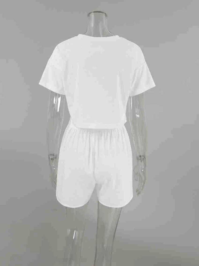 Marthaqiqi Casual Ladies Sleepwear Set O-Neck Pajamas Sexy Crop Top Pajamas Short Sleeve Nightie Shorts Home Clothes For Women'S