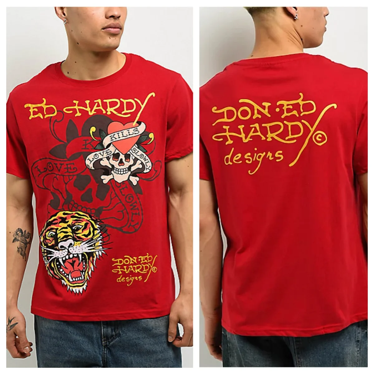 Tiger Skull Red T-Shirt 100 % Baumwolle Grafik-T-Shirt für Männer und Frauen, Sommer-Streetwear-Top