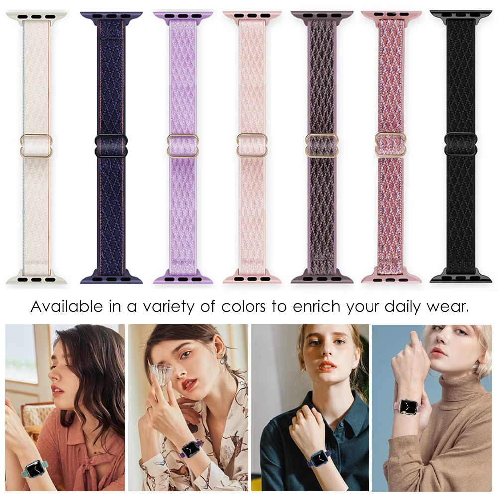 Strap Nylon Slim For Apple Watch 8 Band 45mm 41mm Simple Fashion Woman Braided Wristband iWatch Series 9 8 7 6 5 4 SE 44mm 40mm