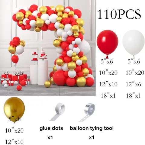 Röda vita ballonger girlangbåge rödguld ballongkit bruddusch bröllopsdag alla hjärtans dag födelsedagsfest dekoration 10 best sales ballongbåge - №8