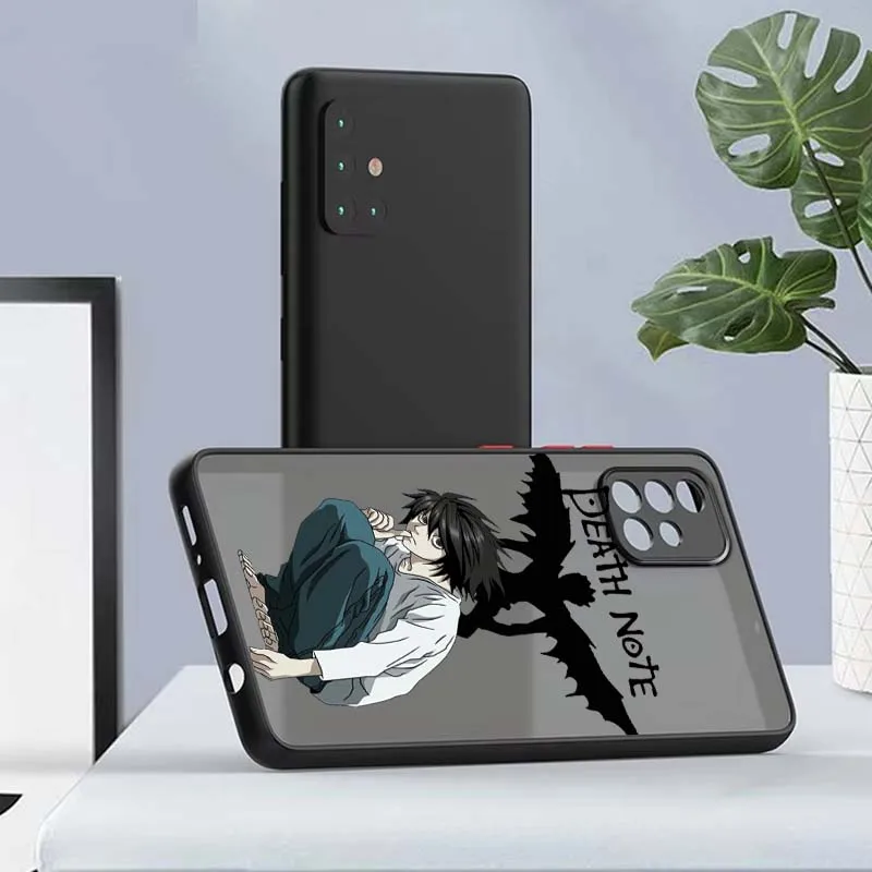 Death Note Boy Cool pour Samsung A56 A42 A36 A34 A33 A32 A23 A16 A04 A03 Note 20 5G coque de téléphone translucide givrée