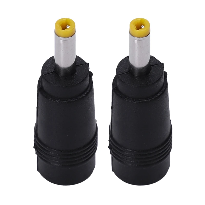 2X Yellow Tip 4.0X1.7 Mm Male Plug To 5.5X2.1Mm Female Jack DC Power Connector Black