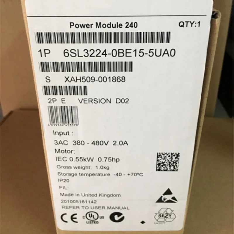 

6SL3224-0BE15-5UA0 G120 Power Module PM 240 3AC380-480V+10/-10% 47-63Hz 6SL3 224-0BE15-5UA0 New in Box