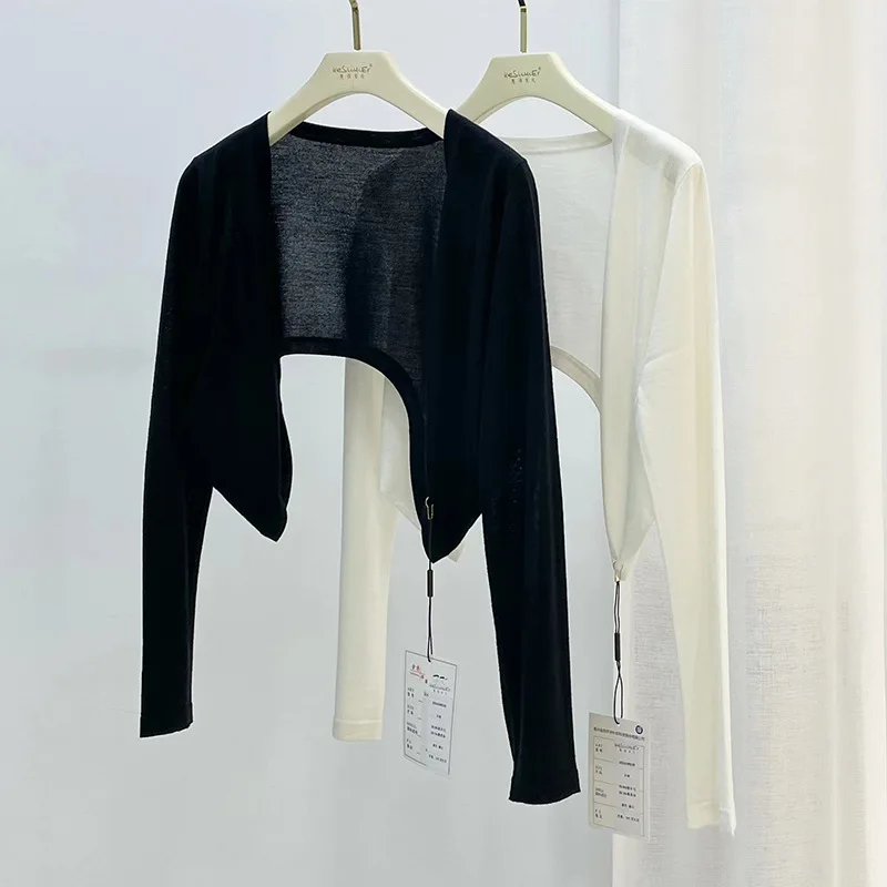 sun proof wool cardigan thin spring women white top fashion sweater womens black summer clothes woman knitted tops luxury cute