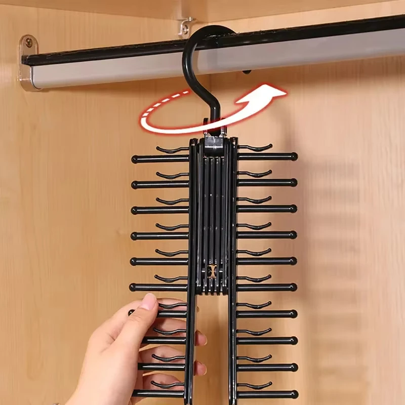 Adjustable Tie Storage Hanger Rack 360 Degree Rotating Household Tie Shelf Belt Silk Scarf Artifact Cabinet Organizer Hangers image 5