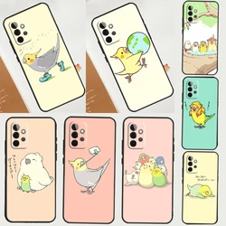 Chubby Cockatiel Parrot Bird Case For Samsung Galaxy A54 A34 A14 A53 A13 A33 A73 A12 A22 A32 A52 A52S A51 A71 A50 Cover Coque