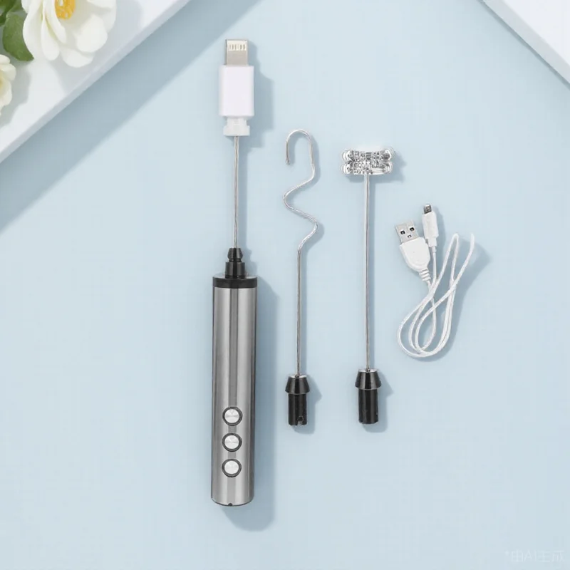 

1 set Electric Milk Frother Handheld 3-Speed Usb Rechargeable Coffee Foams Maker For Milk Egg Stirrer Kitchen Coffee Mixer