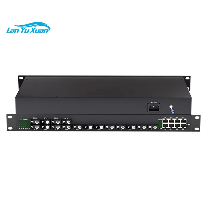 1U Rack Mount Full Gigabit 16 SC 8 RJ45 3KM Unmanaged Fiber Aggregation Switch Ethernet Media Converter for IP Camera