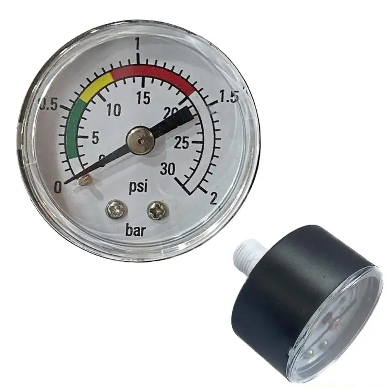 A2BE 14/16Inch Threaded Pressure Meter For Sand Filter Pumps HVAC Equipment Pipelines Networking With Stainless Steel Housing