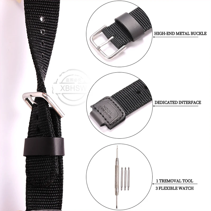 Leather Watch Strap For Casio 16mm Series DW5600 5610 6900 GA100 400 700 GLS100 GA2100 Men\'s Nylon Woven Band Bracelet