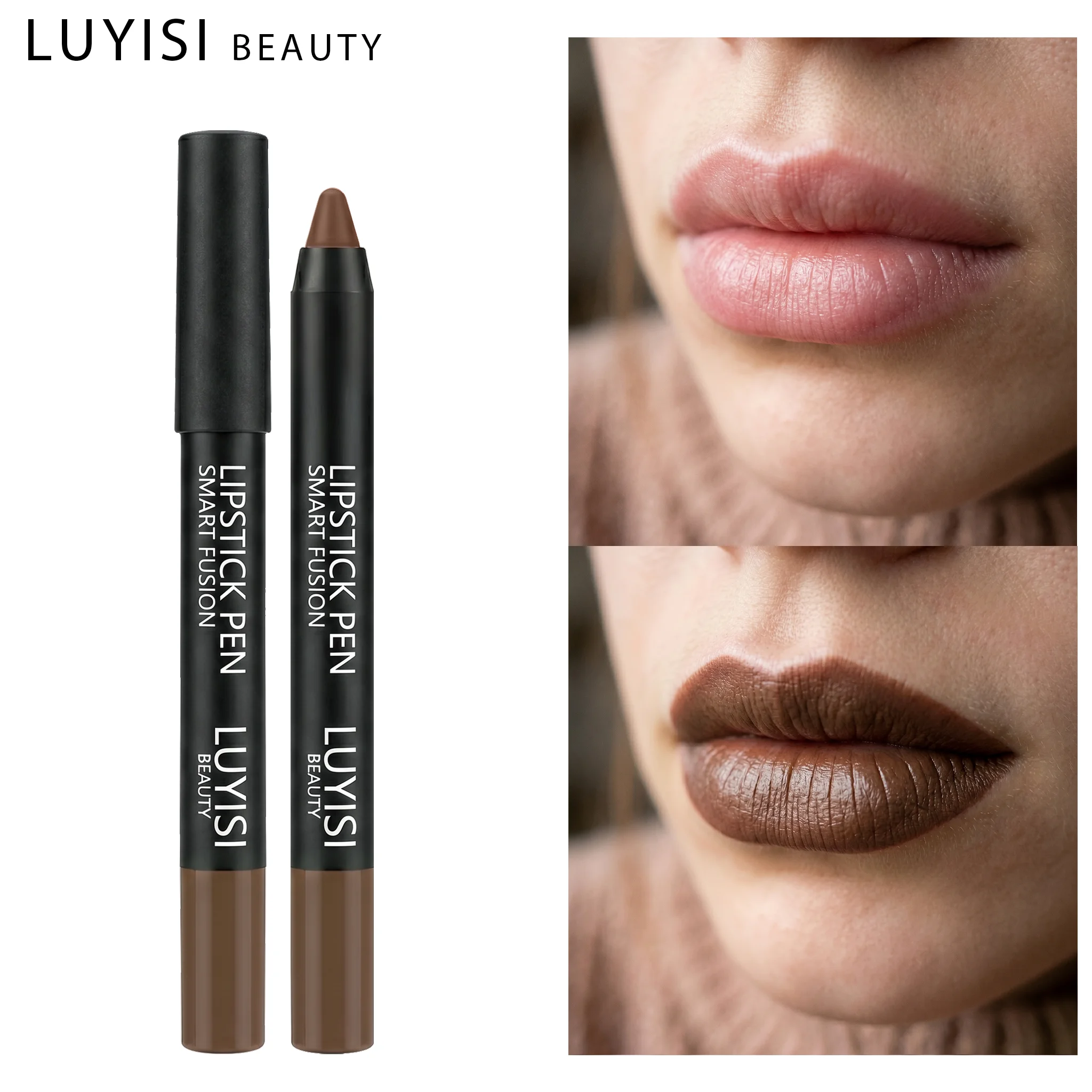 12 Shades Smart Fusion Lipstick Pen,Long Stay Automatic Lip Crayon, No Smudge,Long Wear, Makes The Three-Dimensional Lip Styling