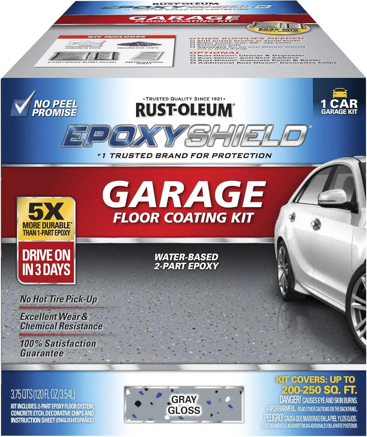 251965 Epoxyshield Garage Floor Coating, 1 Car Kit, Gray