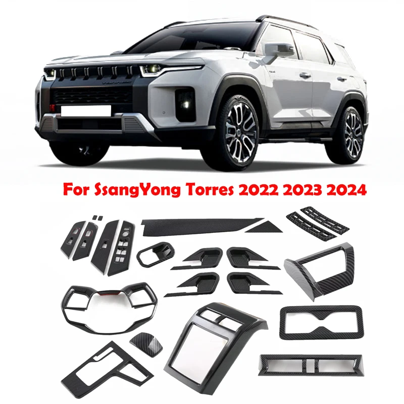 LHD For SsangYong Torres 2022 2023 2024 interior  ABS carbonfiber accessories window swtich cover gear shift panle AC vent cover