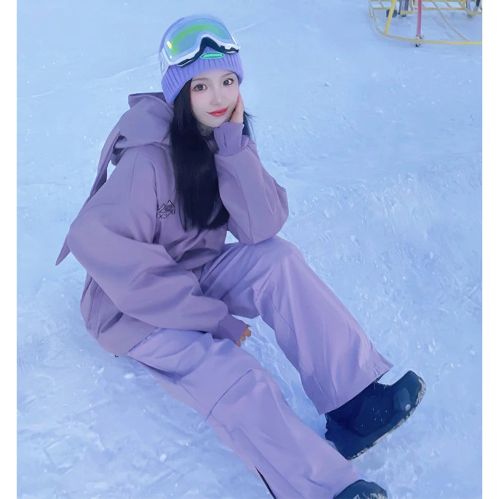 Conjunto de traje de esquí impermeable para hombre y mujer, chaqueta térmica a prueba de viento para deportes al aire libre, pantalones de