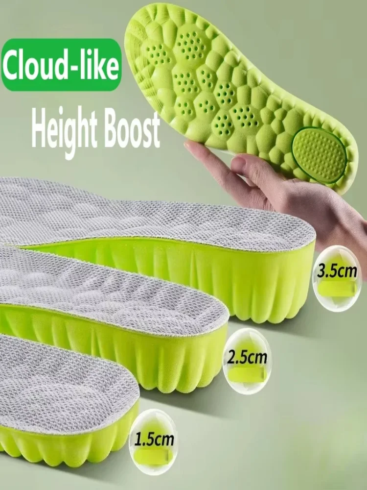 1 Paar Einlegesohlen zur Erhöhung der Höhe, atmungsaktive, geruchshemmende Einlegesohle, stoßdämpfende Schuhsohle, weiche, bequeme Sport-Einlegesohle, Luft-Einlegesohle