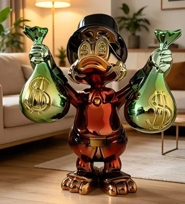 Large Home Decor Soft Decoration Store Restaurant Bar Ornament，Internet Celebrity Money Bag Duck Cartoon Sculpture