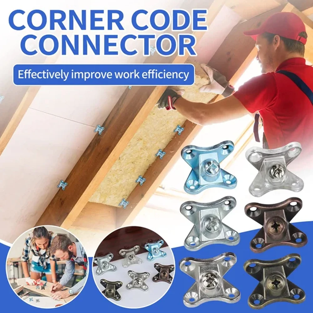 10pcs Zinc Alloy Corner Code Right Angle L-Shaped Support Connector With Screw Furniture Angle Bracket For Chairs Tables