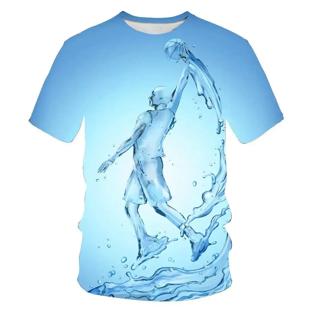 New Summer Men 3d Hd Creative Water Drop Pattern T-Shirt Fashion Casual Loose Street Fun Large Size O Collar Short-Sleeved Top