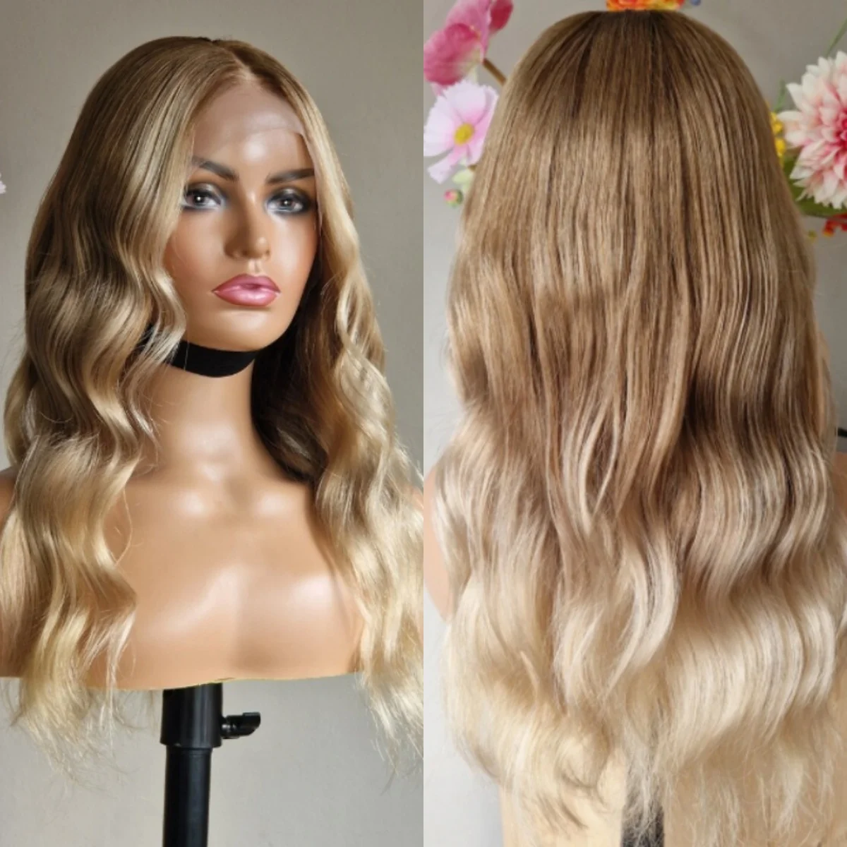 

Медовый блондин Ombre Парик Натуральный Высококачественный Глубокий Волнистый Жаростойкий Парик 13x4 Средняя Часть HD Синтетический Парик Фронта Шнурка Ежедневное Использование