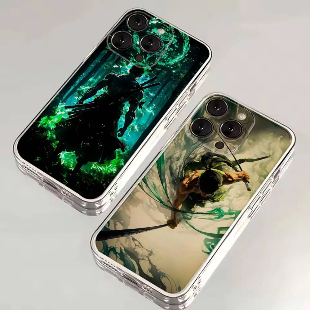 One P-Piece-ES Z-Zoro Phone Case For iPhone 16,15,14,13,12,11 Plus,Pro,Max,XR,XS,X,7,8 SE,Mini Transparent Silicone Soft