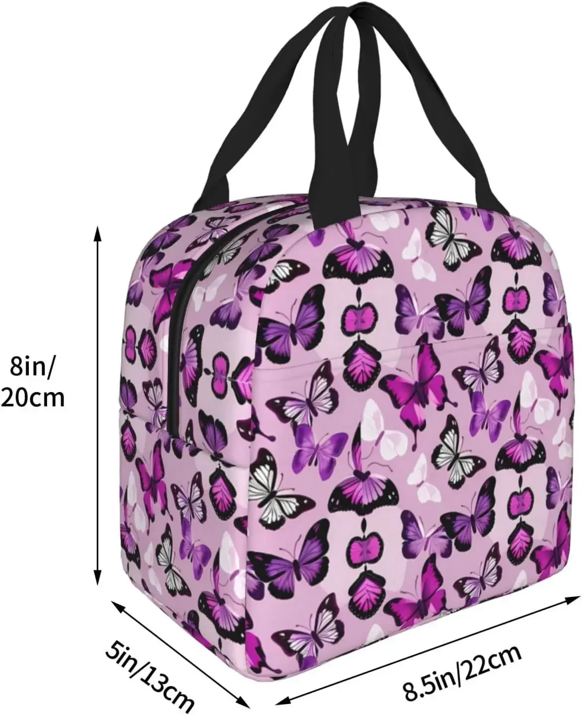 Bellissimo insetto viola farfalla borsa per il pranzo isolata termica congelabile borsa per il pranzo impermeabile Bento Lu nch Box donna uomo Lunc h