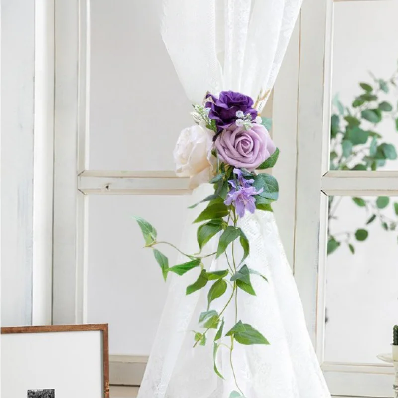 Artificial flower curtain tie, chiffon curtain decoration accessories, wedding venue decoration binding strips