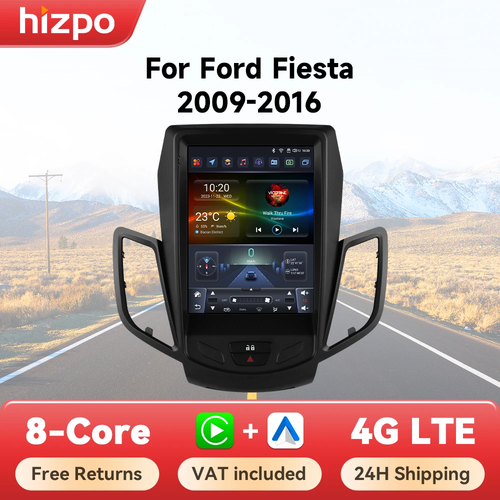 Hizpo 9.7 "Schermo autoradio per Ford Fiesta 2009- 2016 per Tesla Style GPS Navi Carplay 2din Android Lettore video multimediale DSP