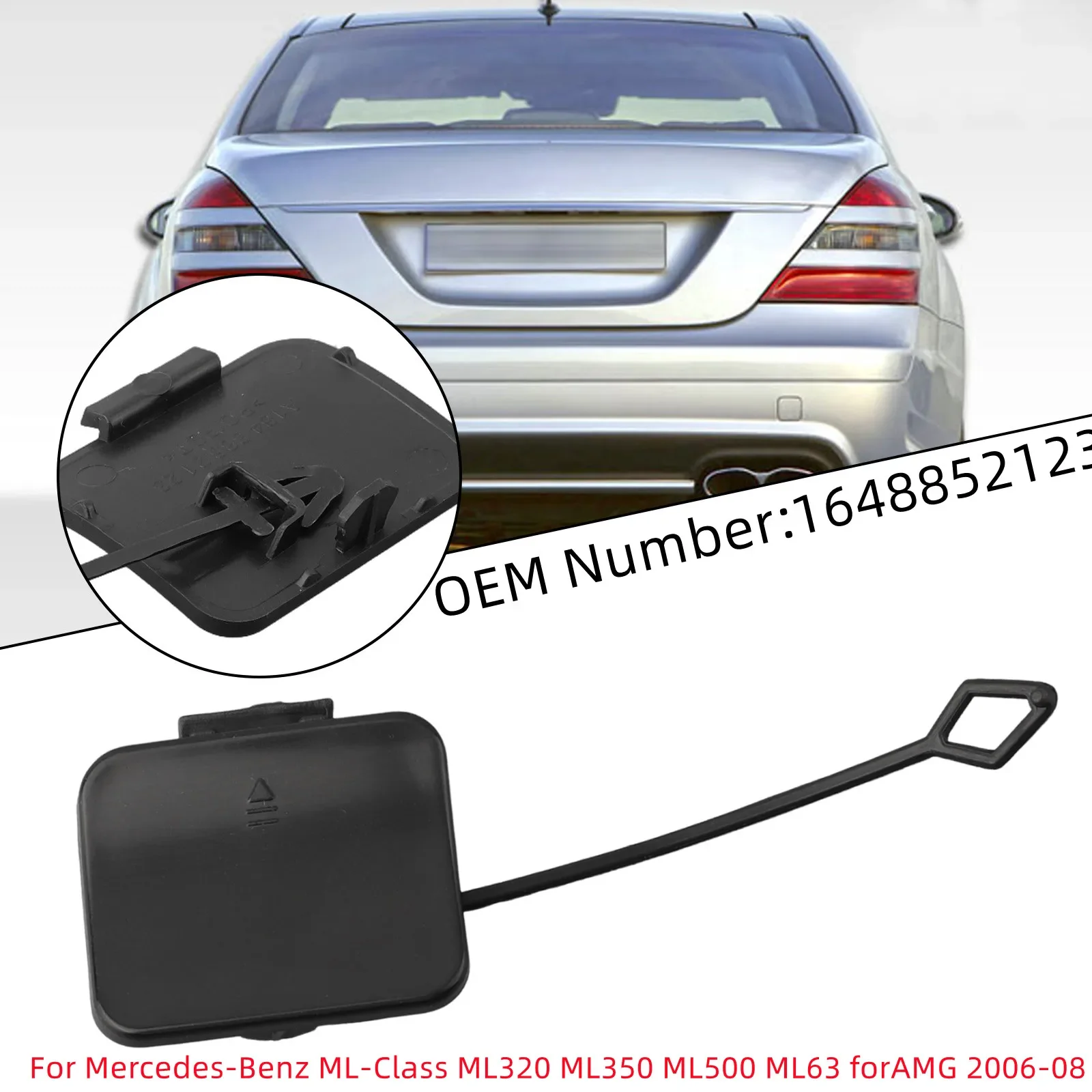 Black Abs 1648852123 Rear Bumper Tow Hook Cover Cap For Mercedes W164 ML350 For Mercedes-Benz ML-Class ML320 ML350 ML500 ML63