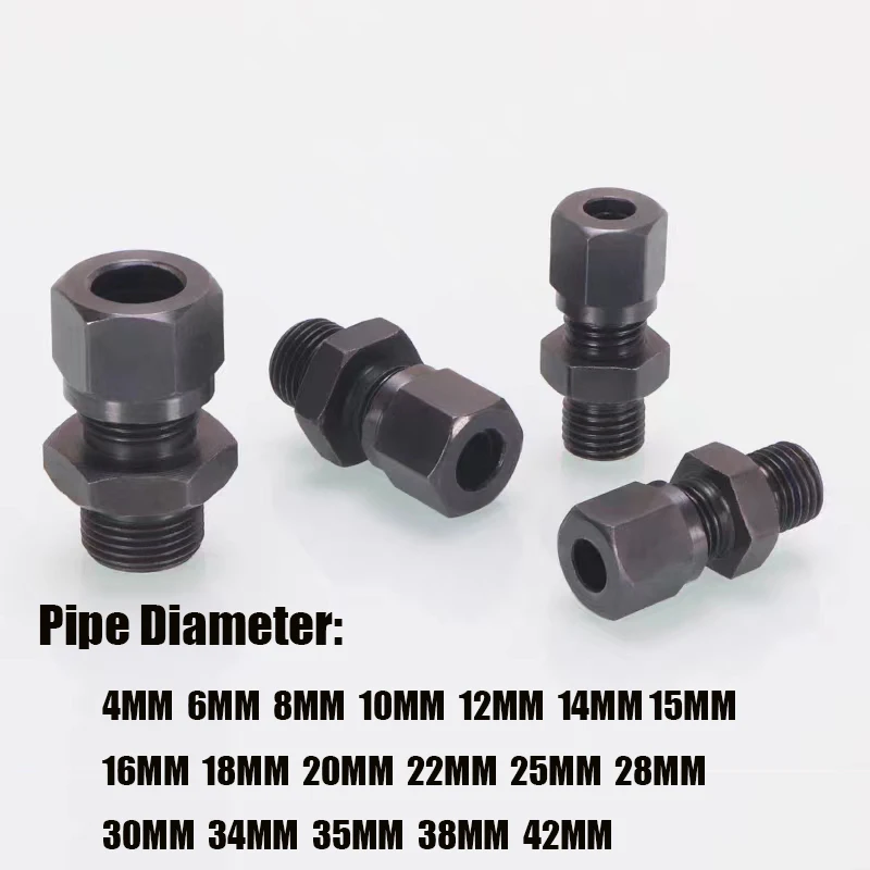 Hydraulic Carbon Steel Ferrule Straight High Pressure Oil  Pipe Joint Metric  Thread M10~M52 Connection Fittings Caliber 6~42mm