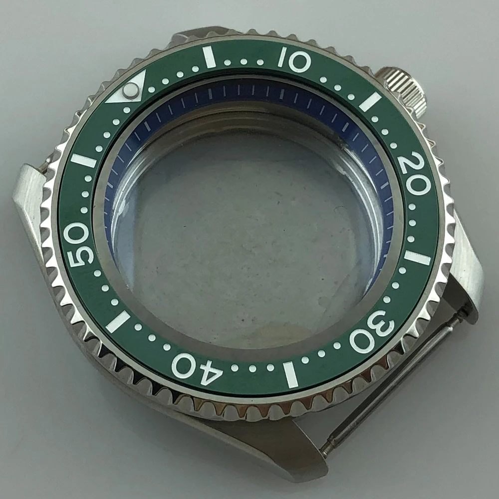 

42mm Stainless Steel Case Blue Decoratiue Ring Sapphire Glass Fit NH35/NH36 Movement Watch Parts