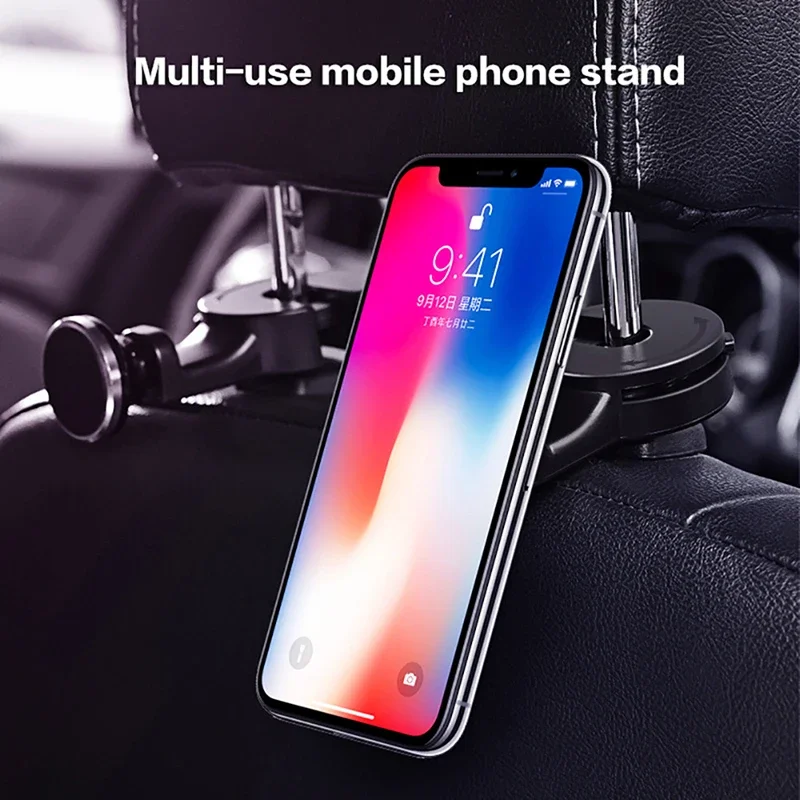 Car Phone Holder Hook 360 Rotate Back Set Headrest Magnetic Tablet Holder Stand For iPad iPhone X XS 8 Xiaomi Mobile Phone Stand