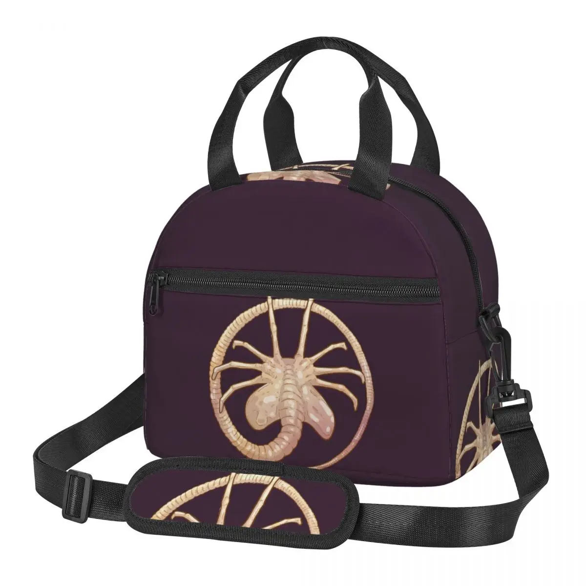 FaceHugger Alien Xenomorph Shoulder  Lunch Bags Insulated Bento Box Resuable Lunch Tote Picnic Bags Thermal Bag for Woman School