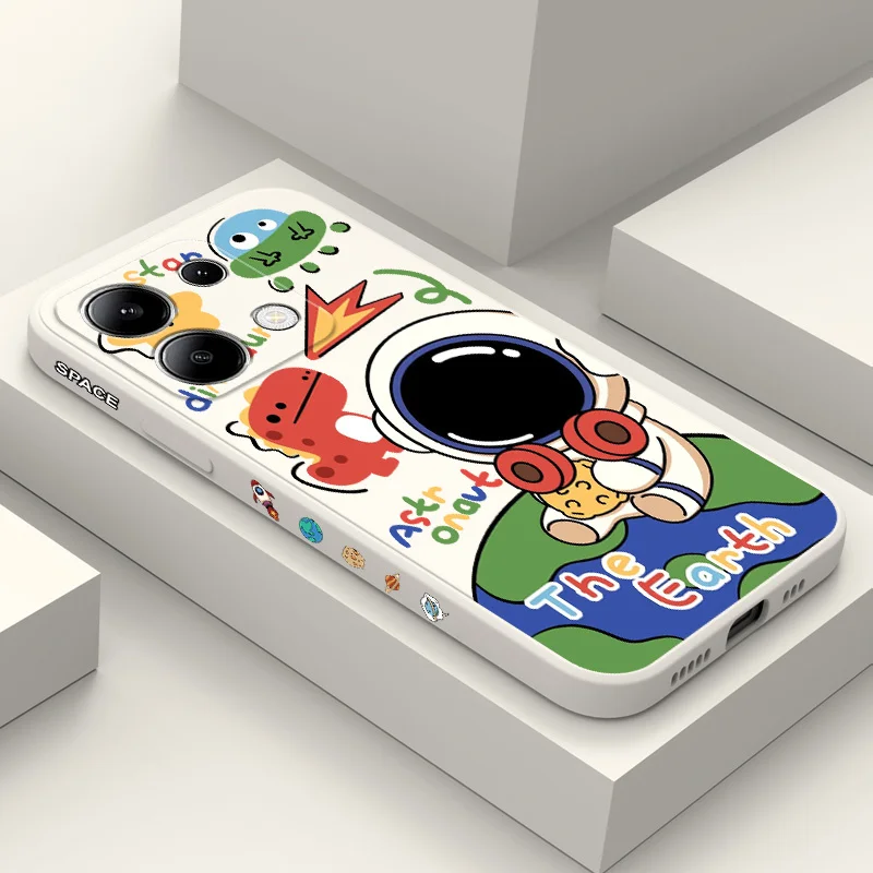 جراب هاتف رائد فضاء فضائي ، غطاء سيليكون سائل ، شاومي ريدمي نوت 13 ، 12 ، 12S ، 11 ، 11S ، 10 ، 10S ، 9 ، 9S ، برو بلس ، 4G ، 5 جم