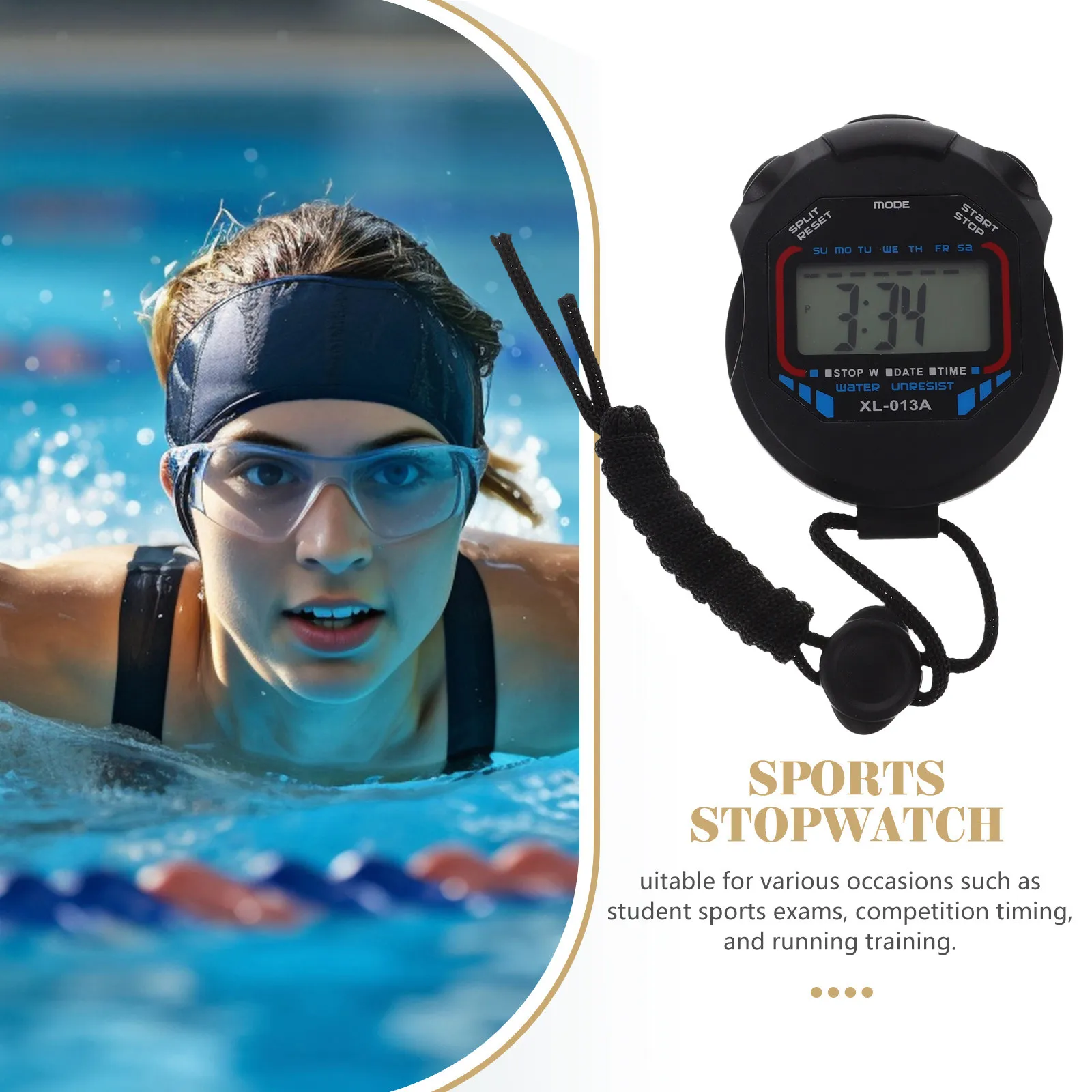2Pcs Chronograph Digital Stopwatch Timer Large LCD Screen Month Date Day of Week 12 24 Hour Switch Alarm Hourly Chime Compass