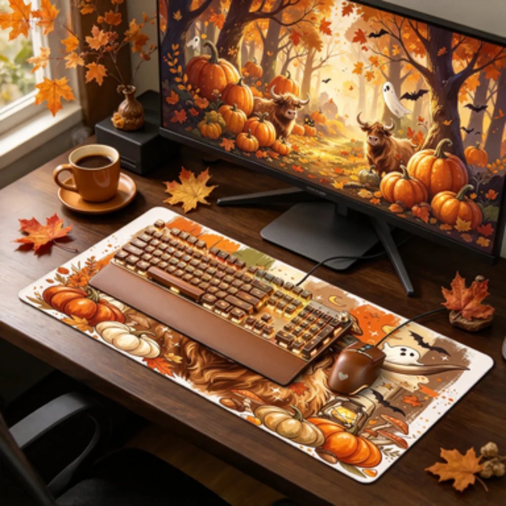 Western Desert Cactus Desk Mat, Retro Skull Flame Mouse Pad, Cartoon Frog PC Accessory, American Rural Floral Desk Mat.