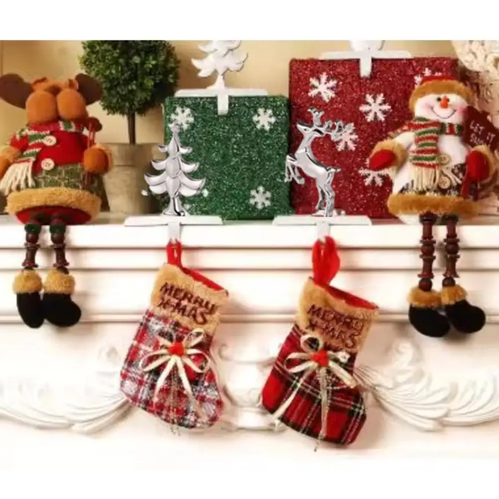 Christmas Stockings Holder Set Of 4 - Christmas Stocking Hanger For Mantel Multi-Uses Stocking Hooks Fireplace Christmas Decor