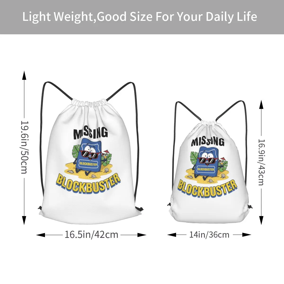 Missing Blockbuster Backpacks Casual Drawstring Bags Sports Bag Book Bags for Travel School