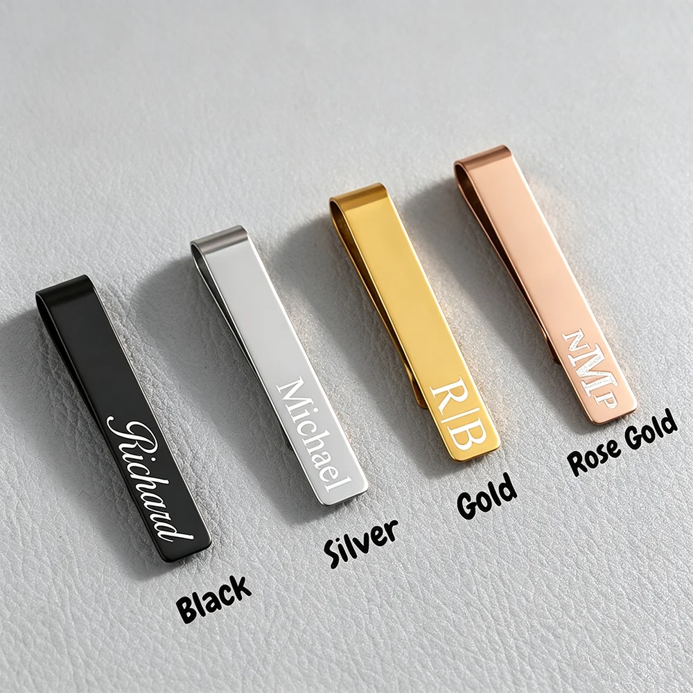 Personalized Laser Engraved Tie Clip Stainless Steel Custom Quote Date Monogram Tie Bar Minimalist Business Men Suit Jewelry Gif