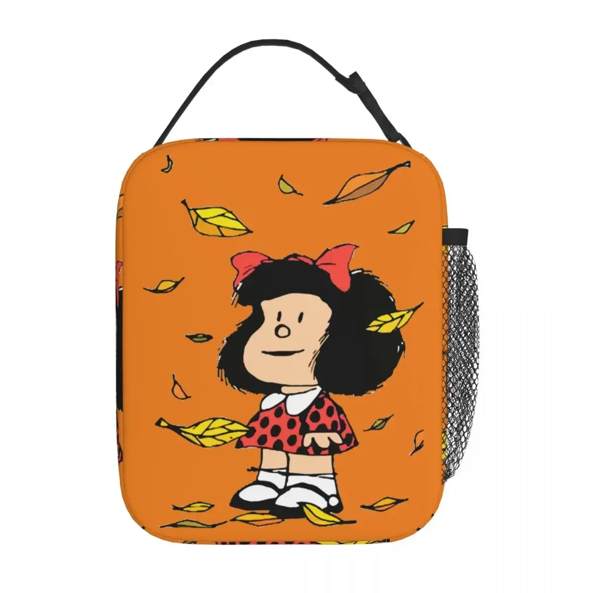 

Изолированная обеденная сумка Mafalda с осенними листьями серебристо-мерчатого цвета для офиса, контейнеры для хранения продуктов, портативные термоохлаждающие Ланч-боксы