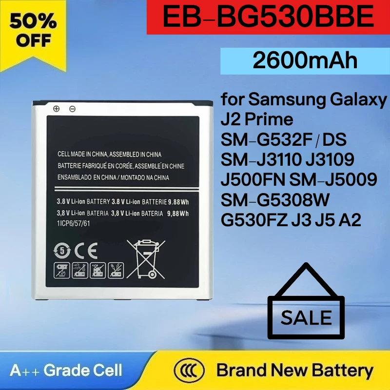 New 2600mAh EB-BG530BBE Battery for Samsung Galaxy J2 Prime SM-G532F/DS SM-J3110 J3109 J500FN SM-J5009 SM-G5308W G530FZ J3 J5 A2
