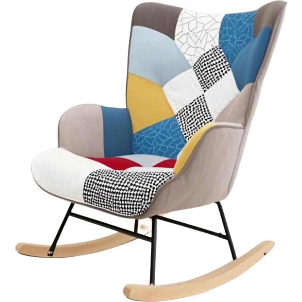 Nordic No-Arm High Back Rocking Chair - 300lb Weight Capacity, Tool-Free Nursing Chair for Balcony