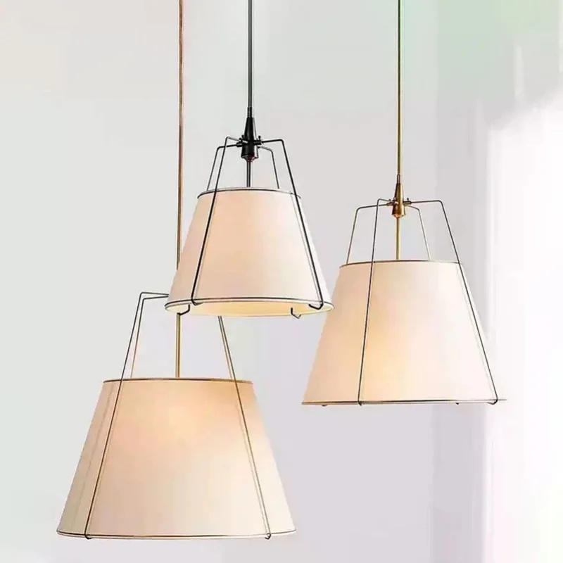 

Modern minimalist creative restaurant pendant light American style island table bedroom fabric study pendant light