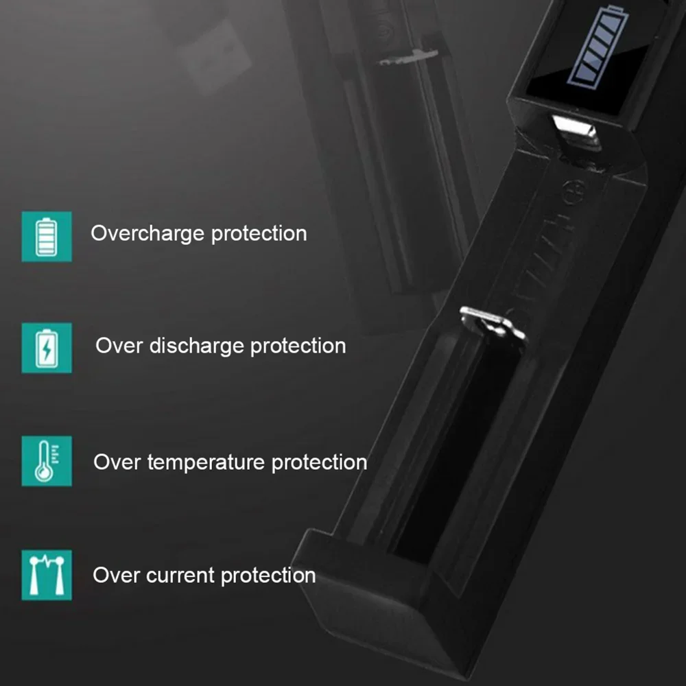 Multifunctional Protection Universal LED Smart Battery Charger Quick Charging Portable For 16340/14500/18650/26650 Battery