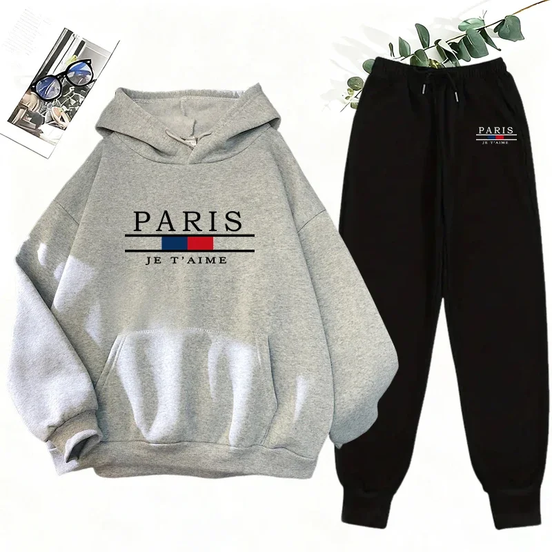 

2025 женский комплект из 2 предметов, толстовка с джоггерами, осень-зима, повседневная уличная одежда, одежда для отдыха, спортивная одежда, толстовка, спортивные штаны, костюм