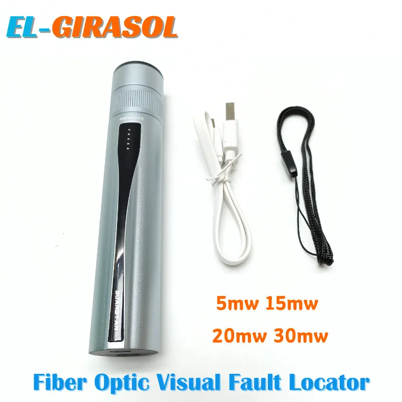Fiber Optical Visual Fault Locator Rechargeable Fiber Optic Tester FC SC ST Lithium Battery Optical Cable B5 VFL Red Pen FTTH