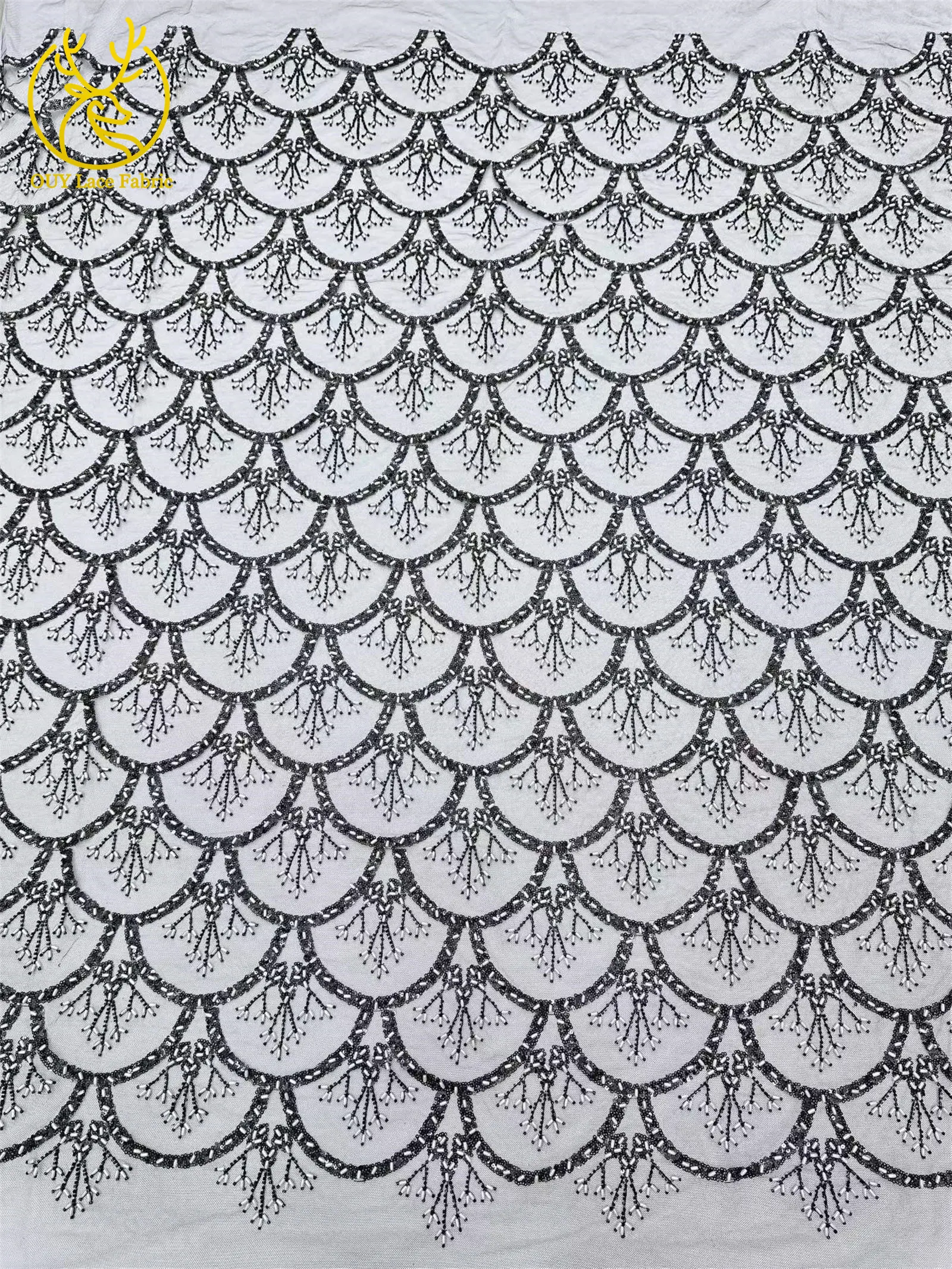 5 Yards französischer Pailletten-Spitzenstoff, afrikanischer Spitzenstoff, nigerianischer Tüll-Mesh-Spitzenstoff für Braut, Hochzeit, Heimdekoration – Detail 23