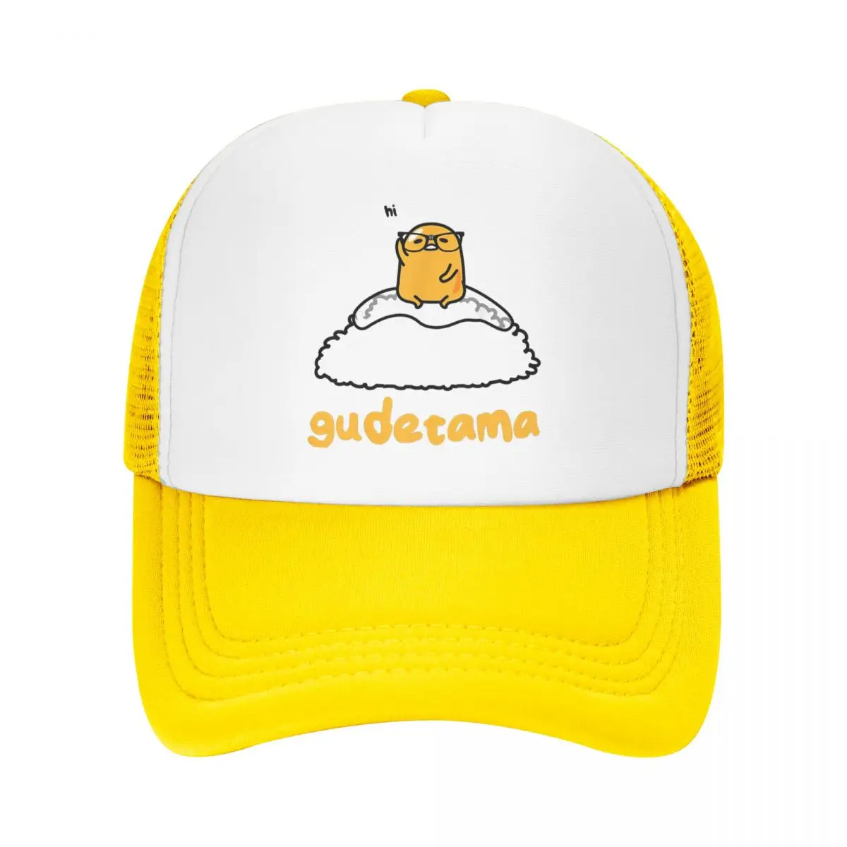 Gudetama Nerd Glasses Trucker Cap Unisex Outdoor Hats Trucker Hat Sun Hats Adjustable Snapback Caps Mesh Baseball Caps Summer