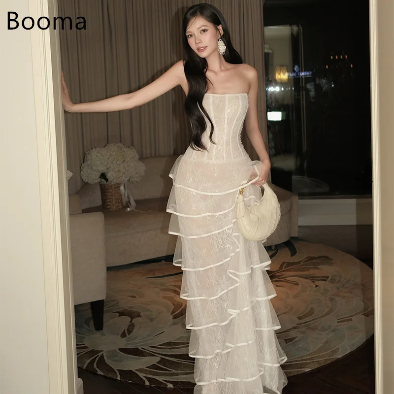 Booma a-line بدون حمالات دانتيل مطوي فساتين زفاف أنيقة أنيقة بدون أكمام فستان عرائس طويل مصنوع حسب الطلب 2025